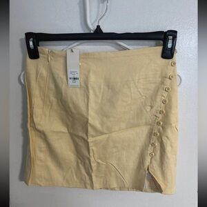 Francesca's Collections Light Yellow Buttoned Mini Skirt
